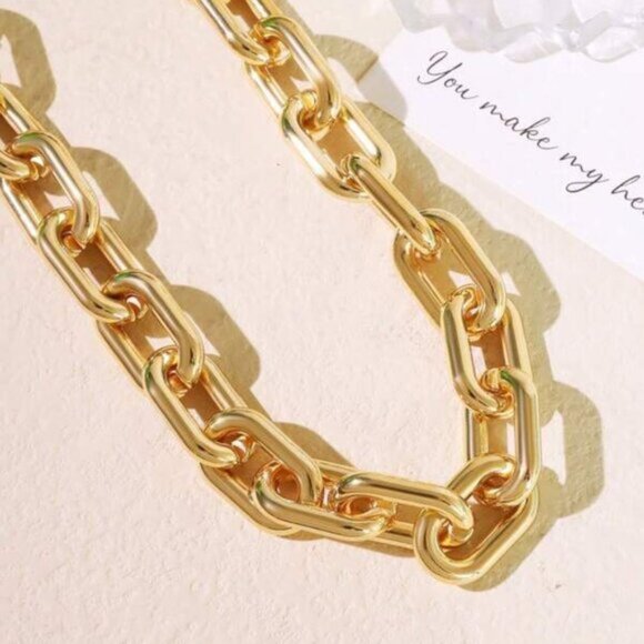 18K Gold Filled Bold Chunky Link Necklace - Picture 2 of 2